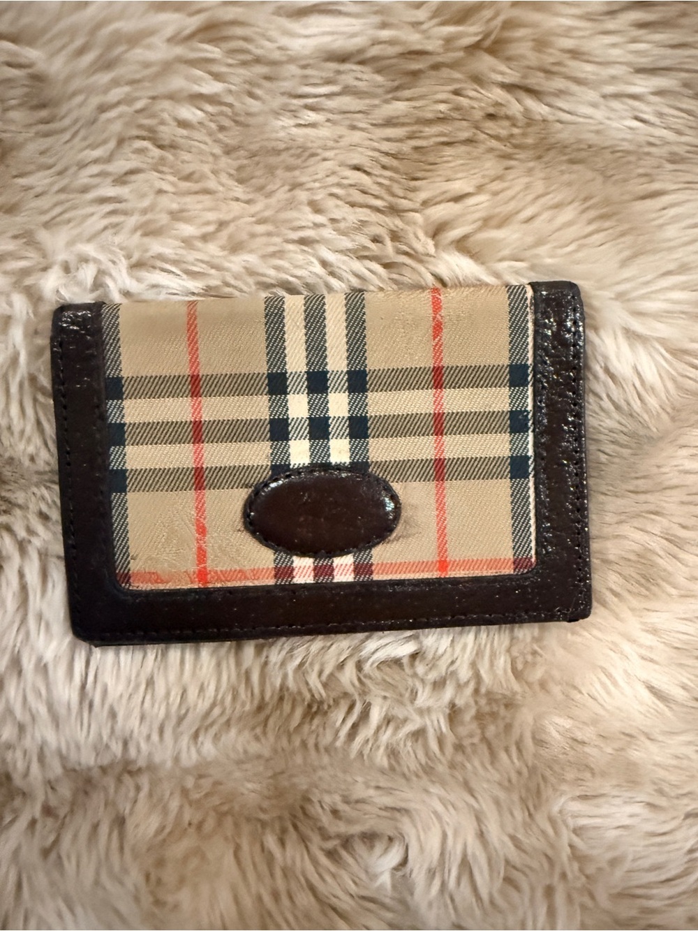 Vintage Burberrys Nova Check Plaid ID Card Holder Wallet – Brown Leather